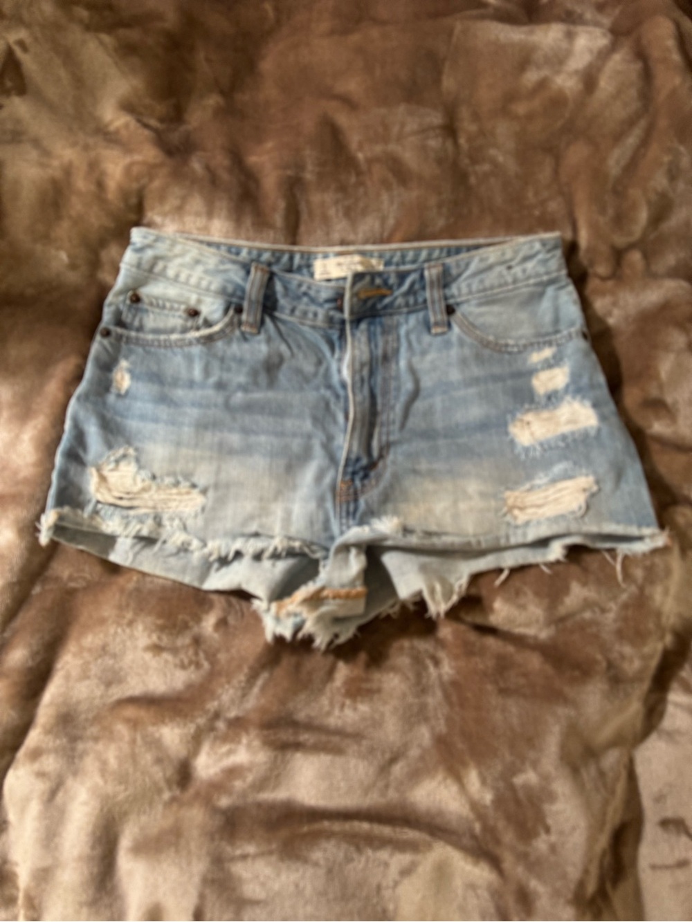 Abercrombie & Fitch Light Blue Distressed Denim Cutoff Shorts